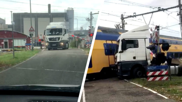 Intercity boort zich in vrachtwagen op spoorwegovergang in Roermond