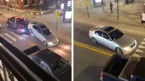 Ook deze mafklapper laat zijn auto niet zomaar afslepen