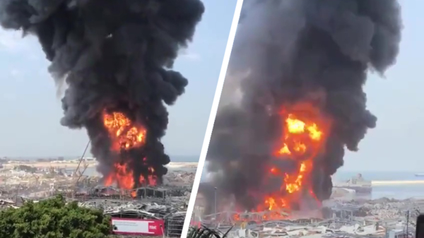 Haven van Beiroet staat maand na mega-explosie weer in brand