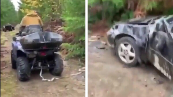 Auto slepen blijkt iets te zwaar voor deze quad