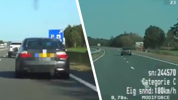 Politie achtervolgt een BMW-rijder die met ruim 260 km/u over de snelweg jaagt